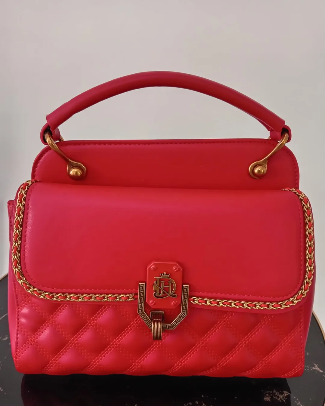 The Studded Bag in Red, front view